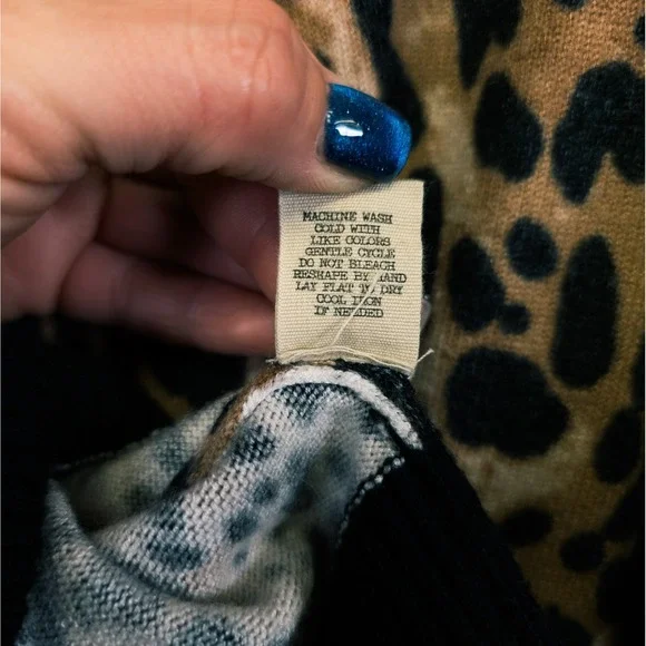 Gimmicks Sweater Womens L Brown Leopard Print Mixed Media Boho Indie Mob Wife - Picture 11 of 16